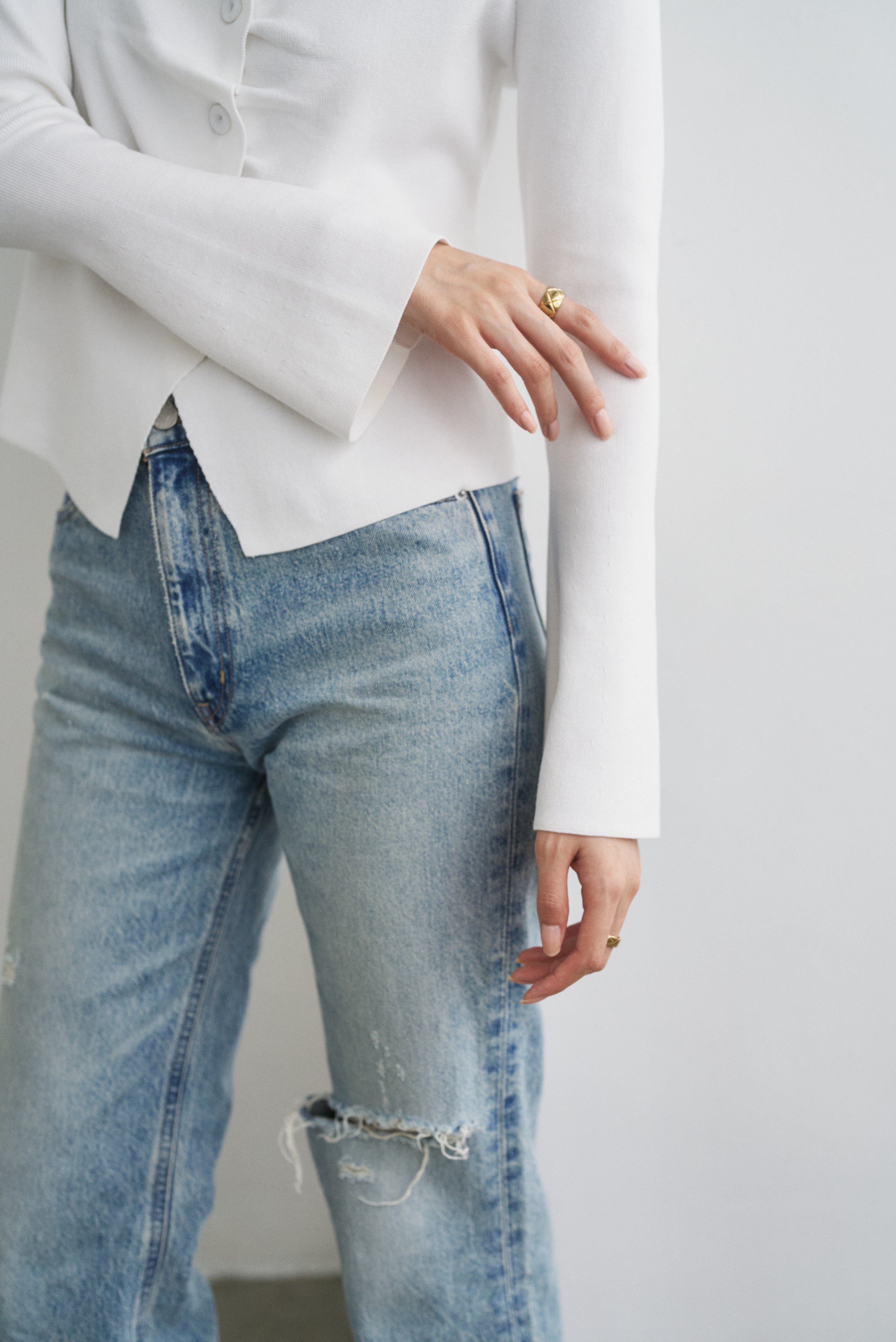 フロントタックギャザーニットトップス – CONNSE