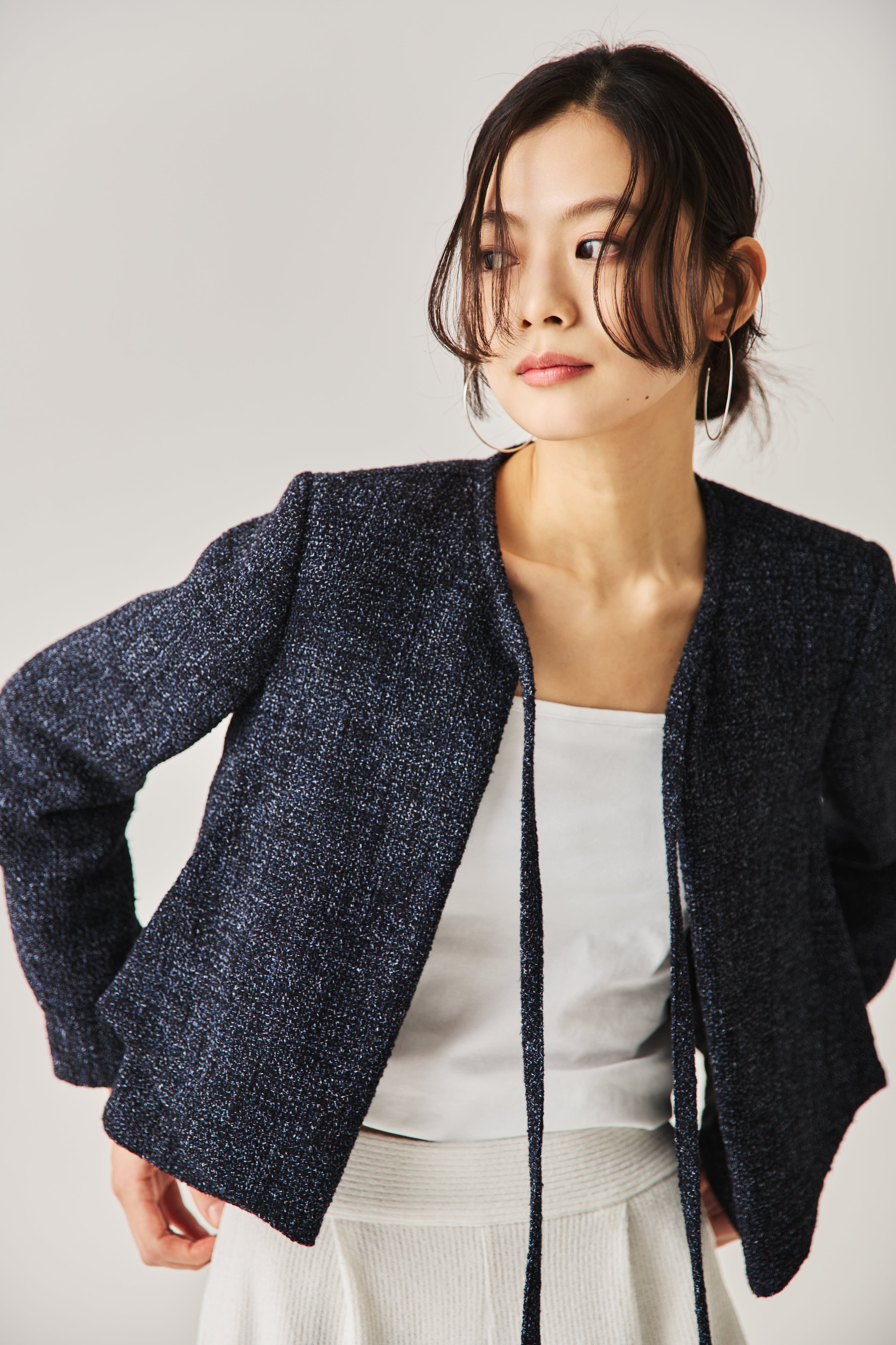 新品未使用⭐︎CONNSE ソフトツイードジャケット（Navy） RE ARRIVAL – CONNSE