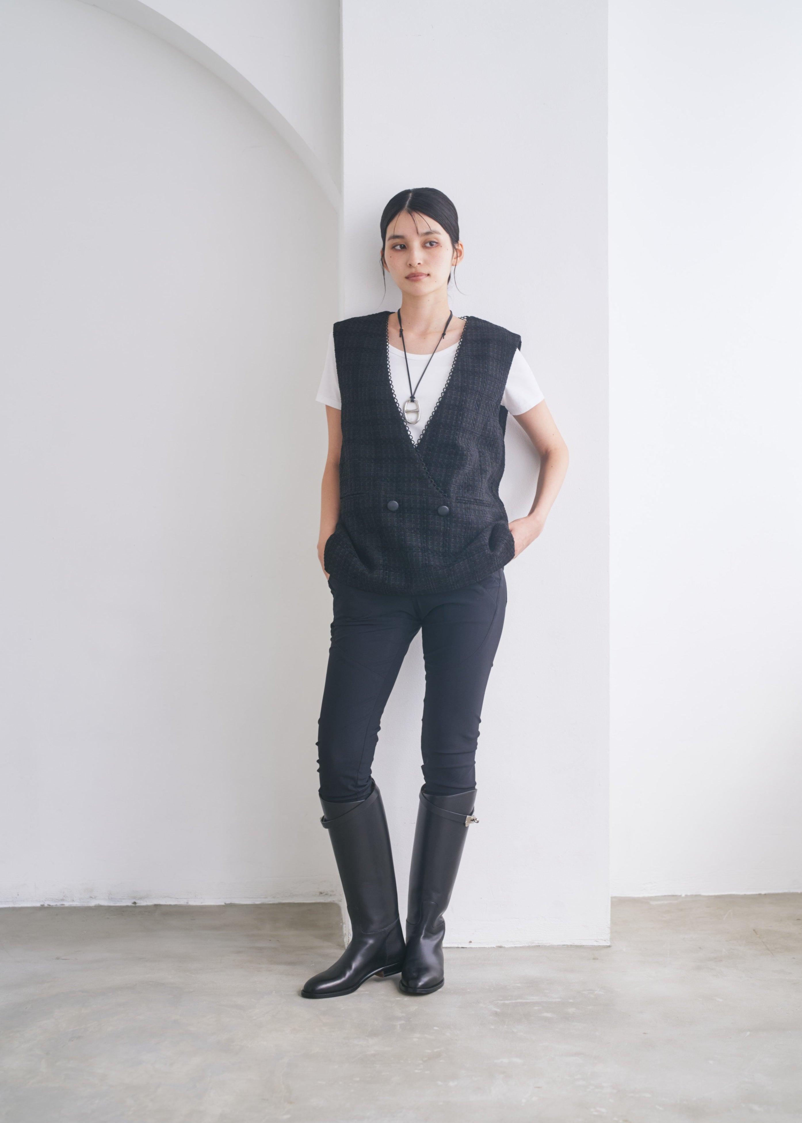 ★完売 U-big 石井毛皮 ツイード ベスト ブラック 新品★ ツイードベスト – CONNSE