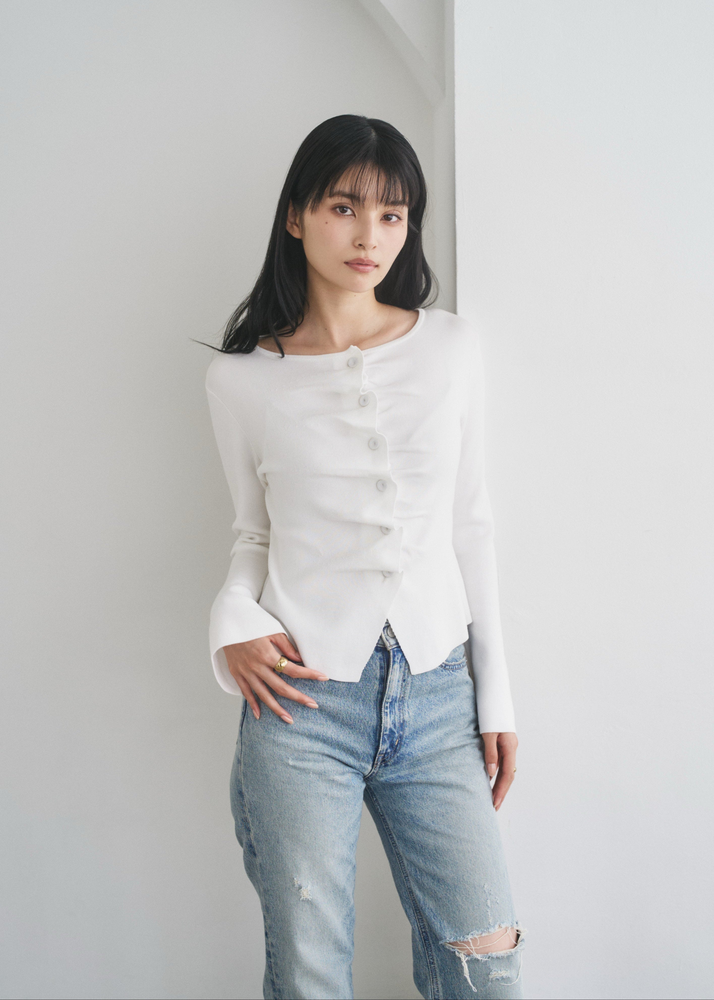 フロントタックギャザーニットトップス – CONNSE