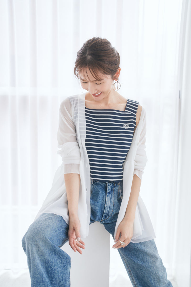 刺繍入りスカラップタンクトップ